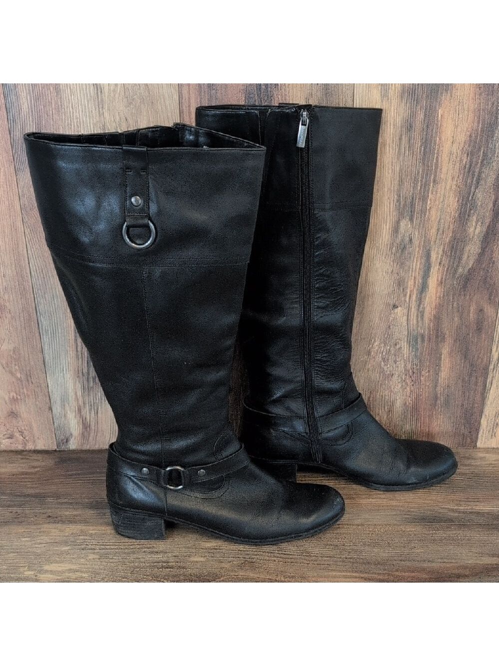 Bandolino Elegant Black Leather Knee High Boots 10M                        C166